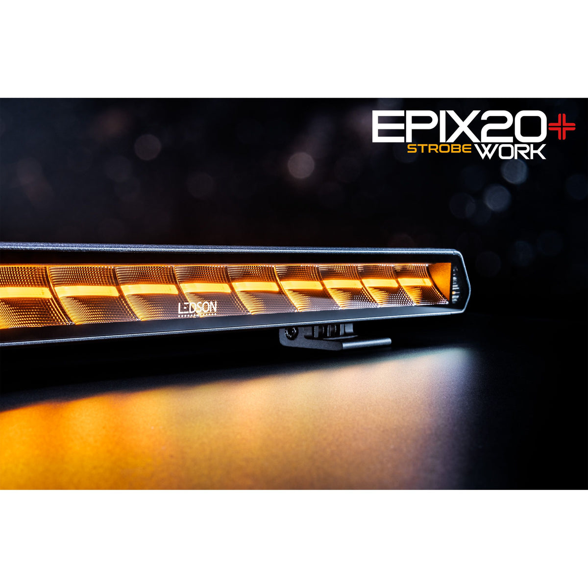 LEDSON Epix20+ Work Strobe LED-Ramp 20" 180W Powerboost, orange/röd pos, blixt - ÖREBRO MC SERVICE
