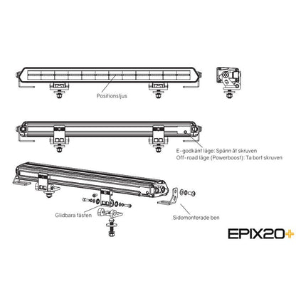 LEDSON Epix20+ Prime LED-Ramp 20" 180W Powerboost, orange/vit pos - ÖREBRO MC SERVICE