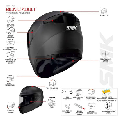 SMK hjälm Bionic Mattsvart - ÖREBRO MC SERVICE