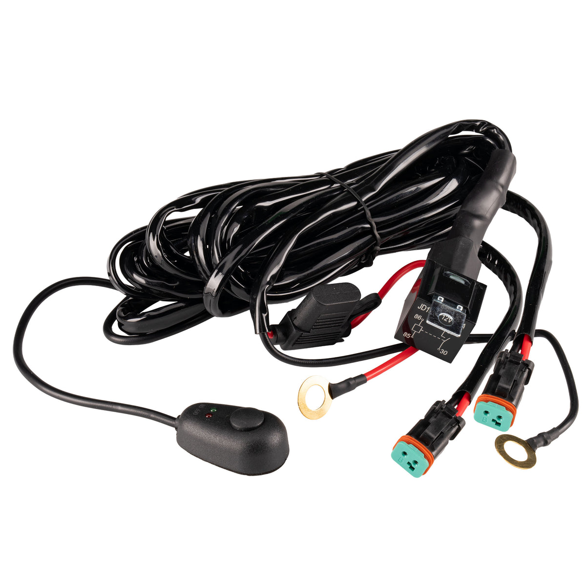 LEDSON DT-2 Kablage med relä & knapp, 12v, 2-polig, DT - ÖREBRO MC SERVICE