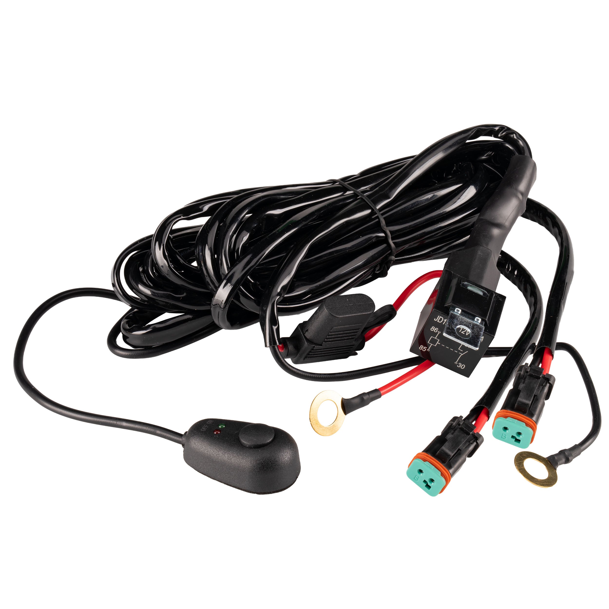 LEDSON DT-2 Kablage med relä & knapp, 12v, 2-polig, DT - ÖREBRO MC SERVICE